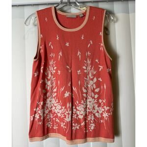 Nordstrom Coral Pink Floral Sweater Tank‎ Sleeveless Sweater Knit Set EUC